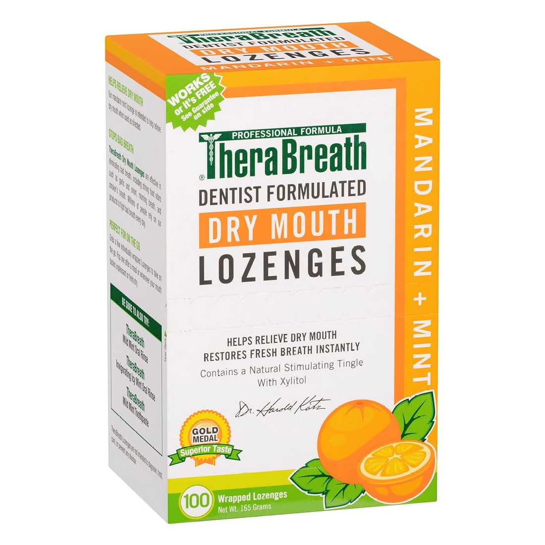 TheraBreath Dry Mouth Lozenge Mandarin Mint Flavor 100 Wrapped Lozenges