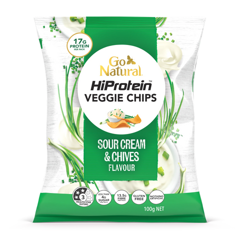 Go Natural HiProtein Veggie Chips - Sour Cream & Chives Flavour 100g