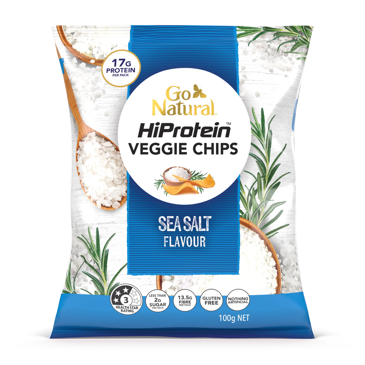 Go Natural HiProtein Veggie Chips - Sea Salt Flavour 100g
