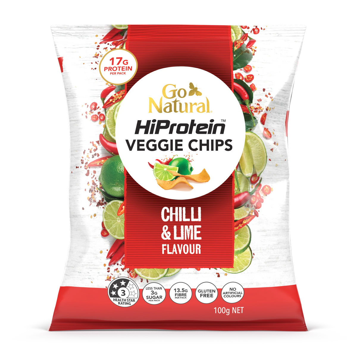Go Natural HiProtein Veggie Chips - Chilli & Lime Flavour 100g