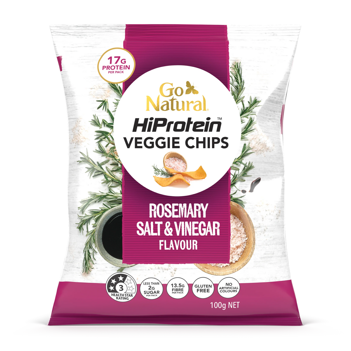Go Natural HiProtein Veggie Chips - Rosemary Salt & Vinegar 100g