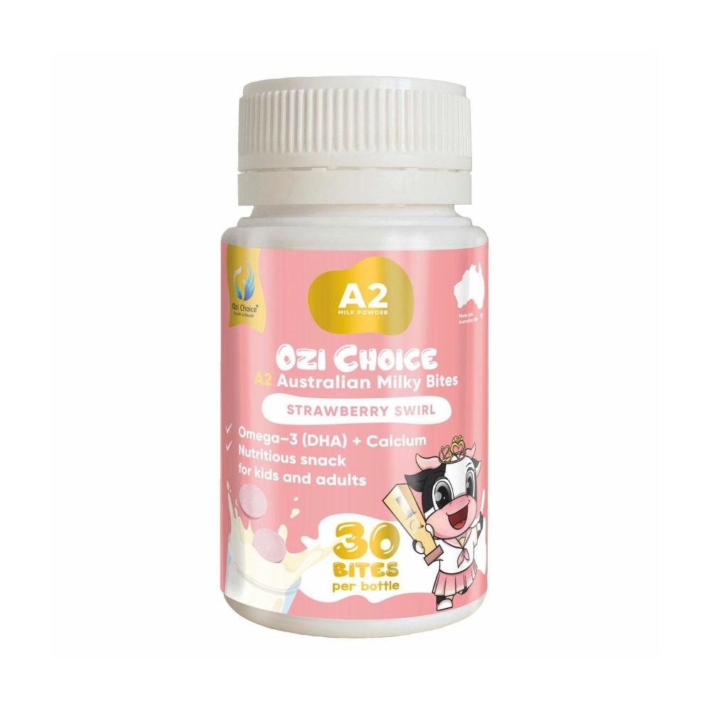Ozi Choice A2 Australian Milky Bites DHA Strawberry Flavour 30 Bites