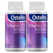 Load image into Gallery viewer, Ostelin Vitamin D3 1000IU 2 x 250 Capsules - Special Bundle