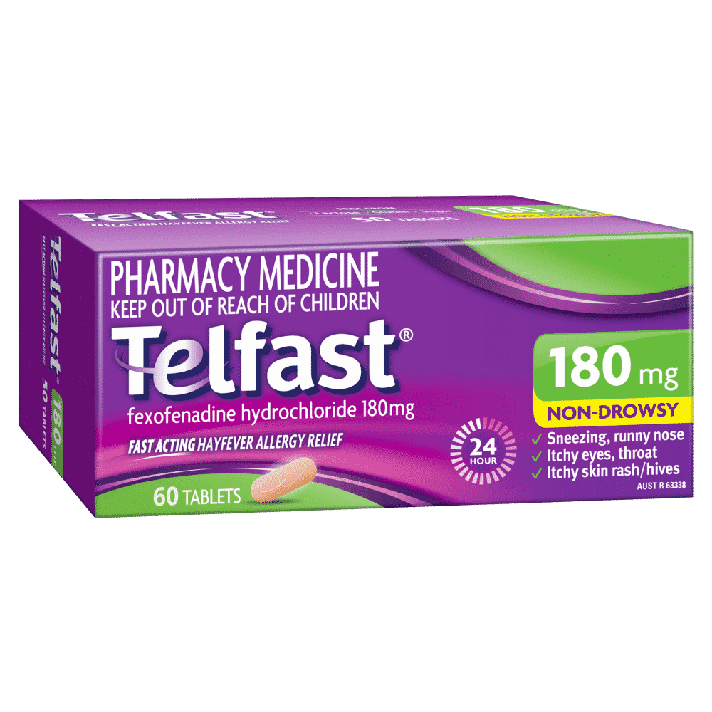 Telfast 180mg 60 Tablets - Antihistamine for Hayfever Allergy Relief (Limit ONE per Order)