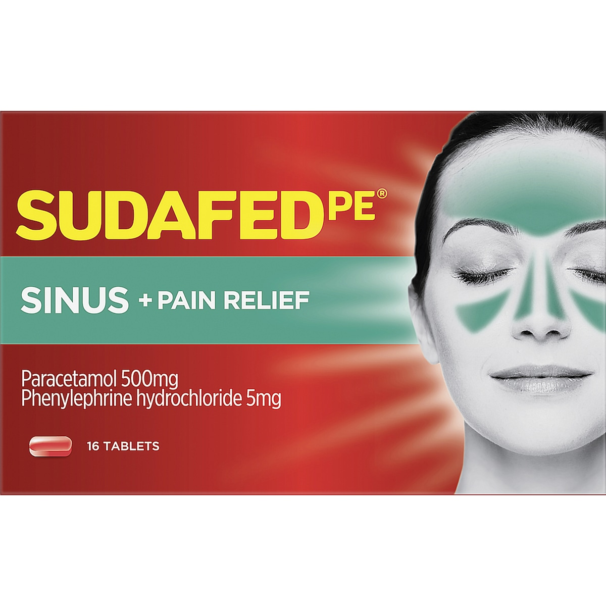 Sudafed PE Sinus & Pain Relief 16 Tablets