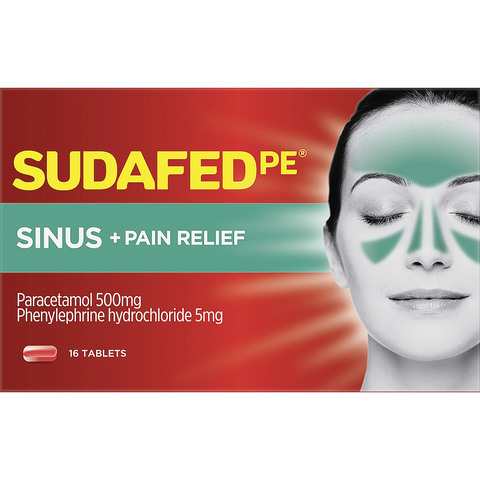Sudafed PE Sinus & Pain Relief 16 Tablets