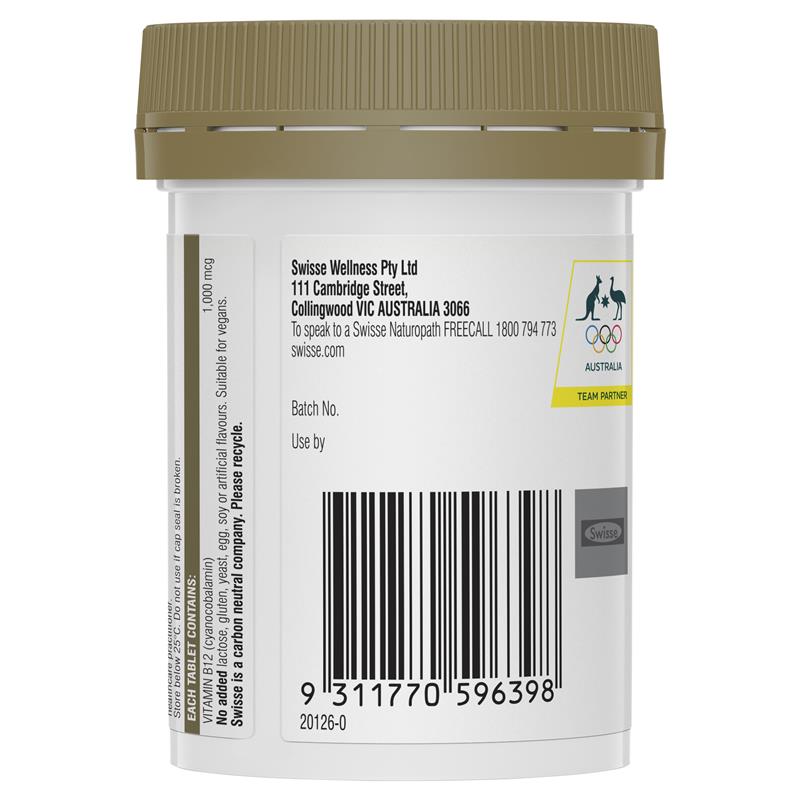 SWISSE Ultiboost High Strength Vitamin B12 60 Tablets (Expiry 09/2024)