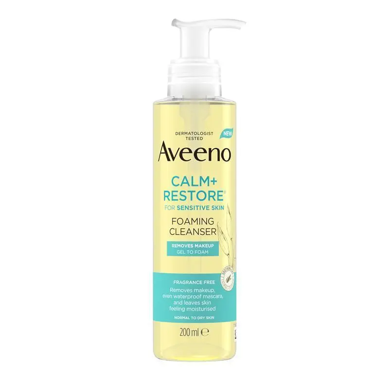Aveeno Face Calm + Restore Sensitive Skin Foaming Cleanser 200mL