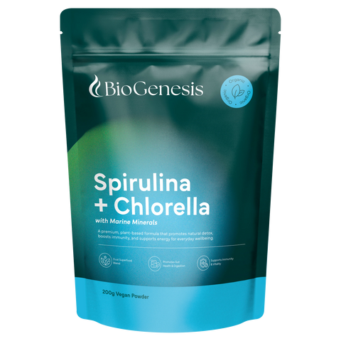 BioGenesis Organic Spirulina & Chlorella with Marine Minerals 200g Powder