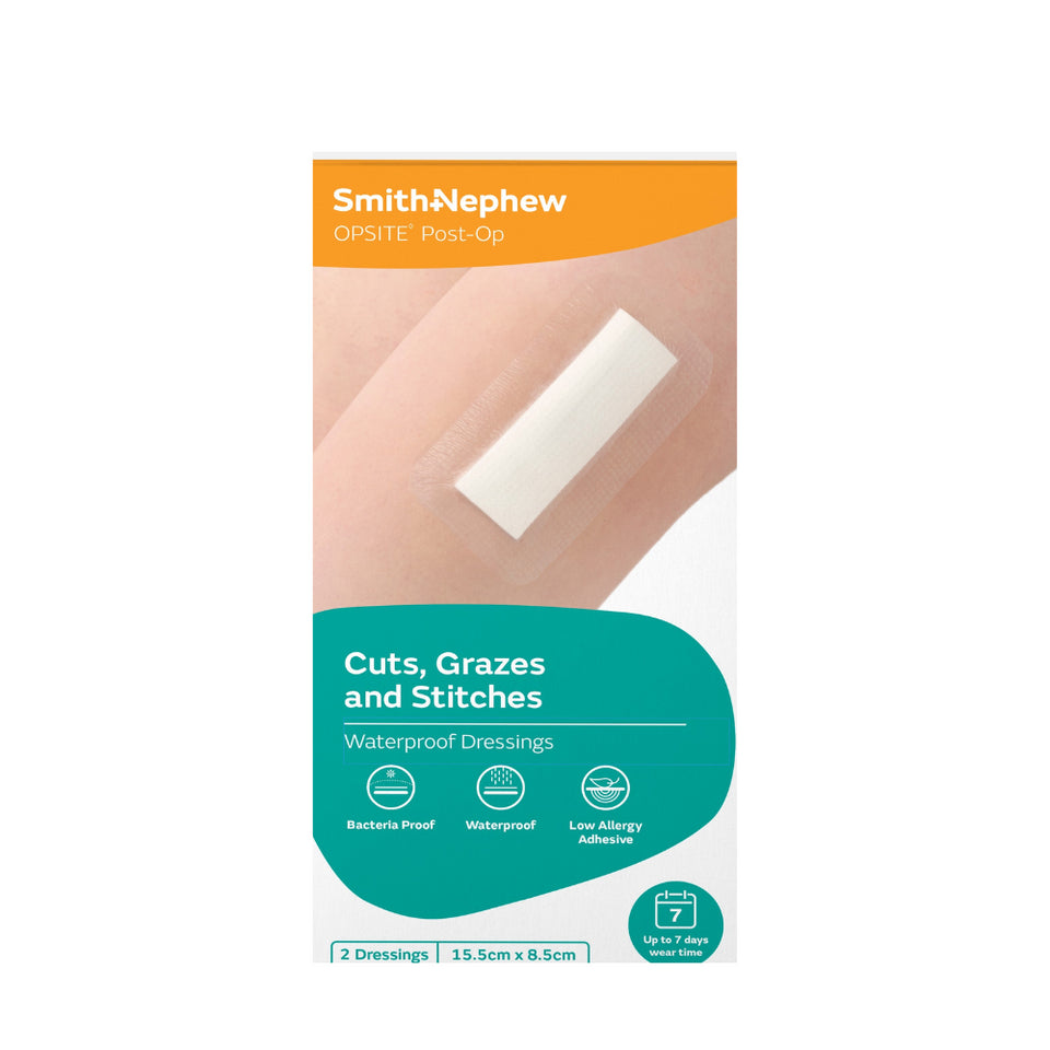 Smith & Nephew Opsite Post-Op Waterproof Dressing 15.5 x 8.5cm 2 Pack