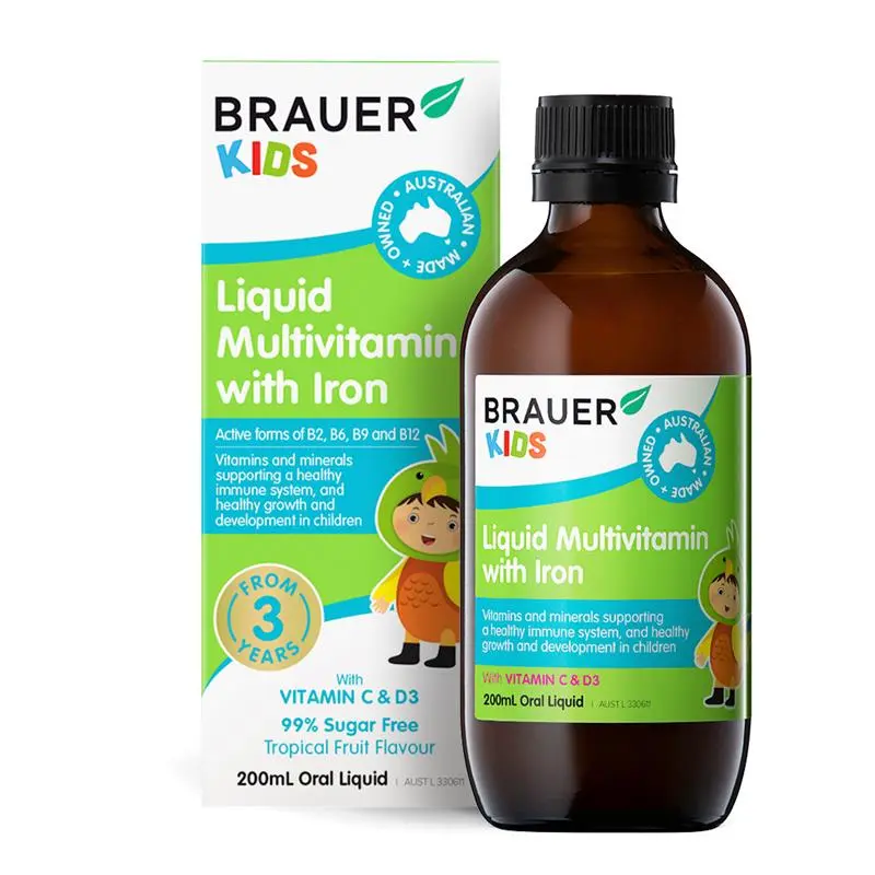 Brauer Kids Liquid Multivitamin With Iron 200mL