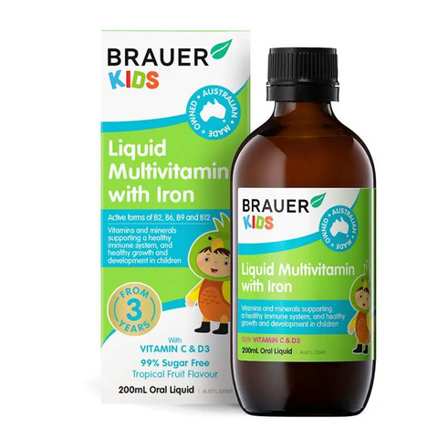 Brauer Kids Liquid Multivitamin With Iron 200mL