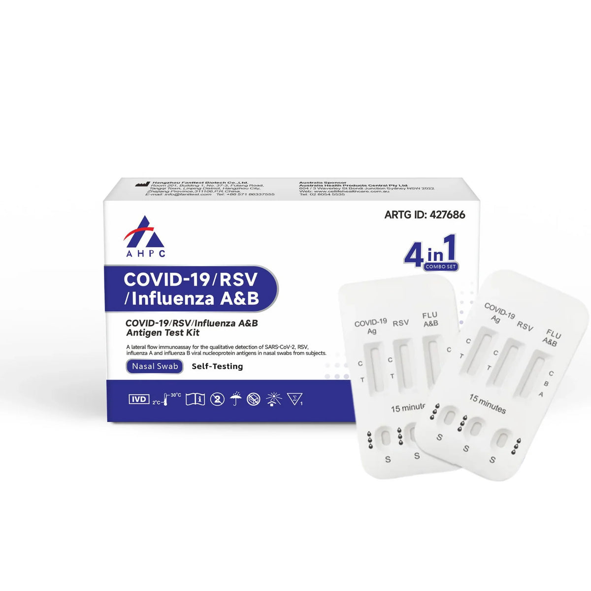 AHPC Covid 19, RSV, Influenza A & B Rapid Antigen Test Nasal (Nasal Swab) 6 Pack