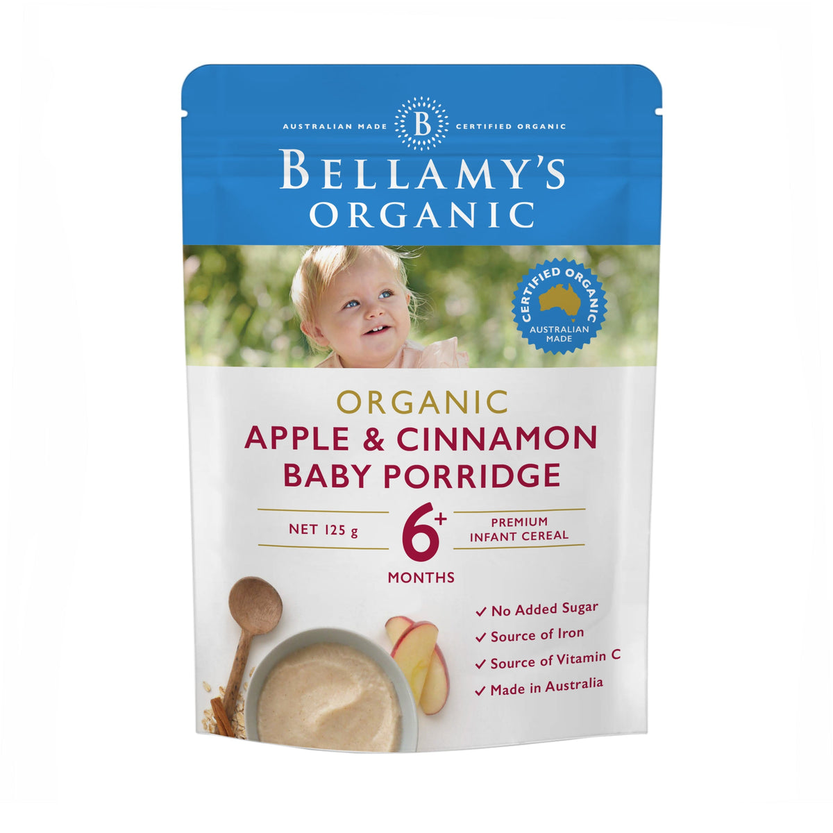 Bellamy's Organic Apple Cinnamon Baby Porridge  6+ Months 125g ( expiry 9/24)