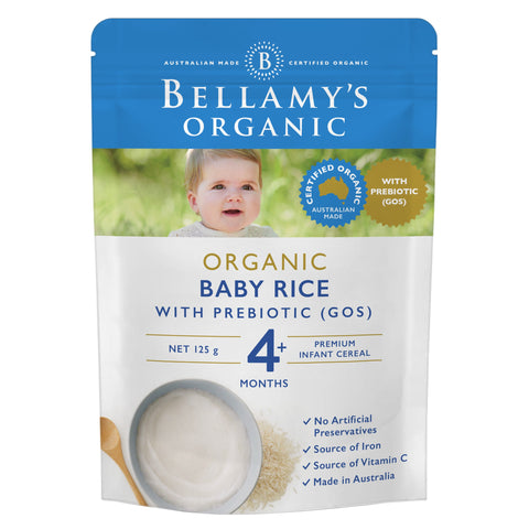 Bellamy's Organic Baby Rice with Prebiotic (GOS) 4+ Months 125g (Expiry 11/2026)