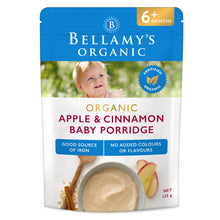 Load image into Gallery viewer, Bellamy&#39;s Organic Apple Cinnamon Baby Porridge  6+ Months 125g (expiry 26/9/24)