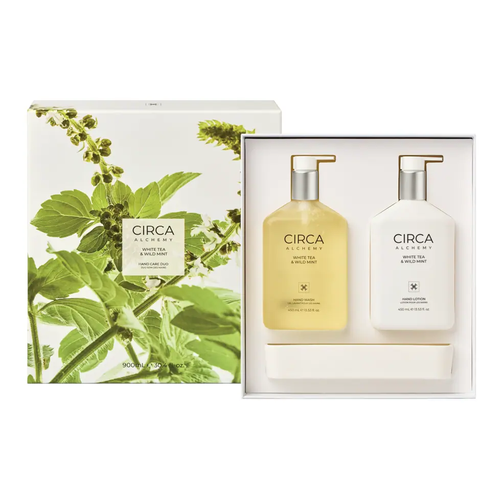 Circa Alchemy White Tea and Wild Mint Hand Care Duo Set 900mL