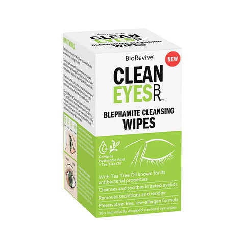 BioRevive CleanEyes Blephamite Cleansing Wipes 30 Pack