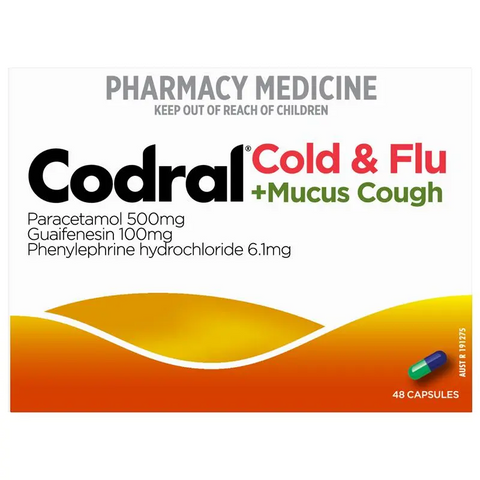 Codral Cold & Flu + Mucus Cough 48 Capsules (Limit ONE per Order)