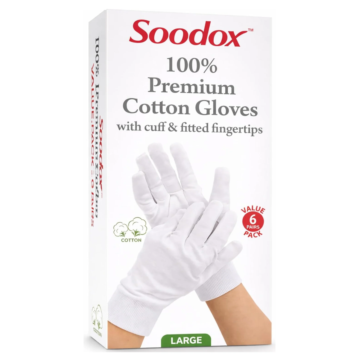 Soodox 100% Cotton Gloves 6 Pack