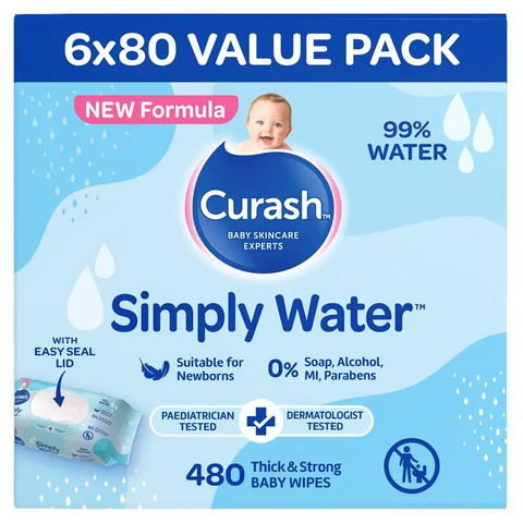 Curash Babycare Simply Water Wipes 6 x 80 Packs