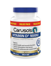 Load image into Gallery viewer, Caruso&#39;s Natural Health Vitamin D3 1000IU 500 Capsules