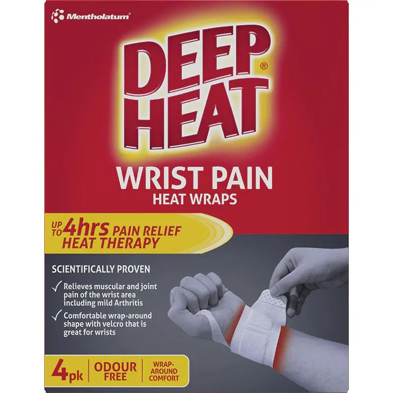 Deep Heat Wrist Pain Heat Wraps 4 Pack