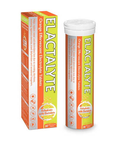 Elactalyte Electrolyte Effervescent ORANGE Flavour 20 Tablets