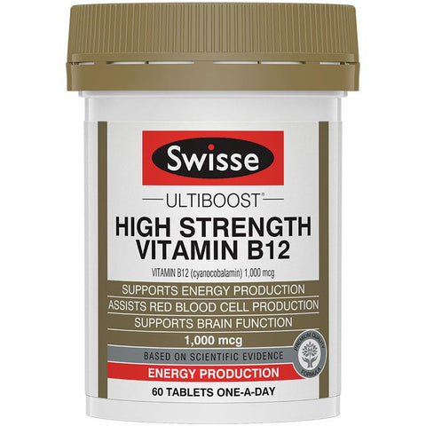 SWISSE Ultiboost High Strength Vitamin B12 60 Tablets (Expiry 09/2024)