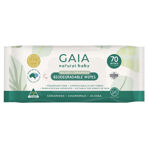 Gaia Biodegradable Water Wipes 70 Pack