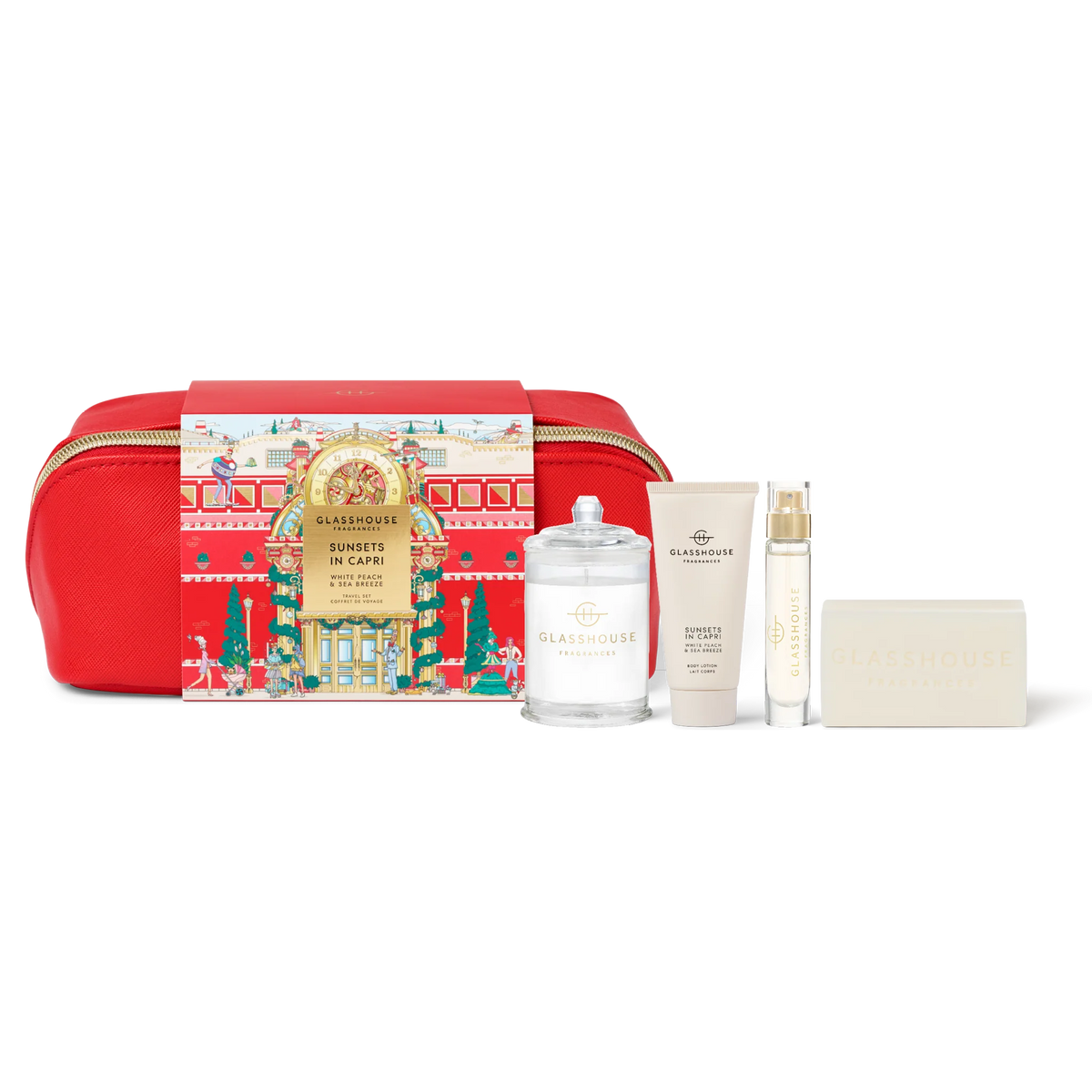 Glasshouse Fragrances Sunsets In Capri White Peach & Sea Breeze Gift Set
