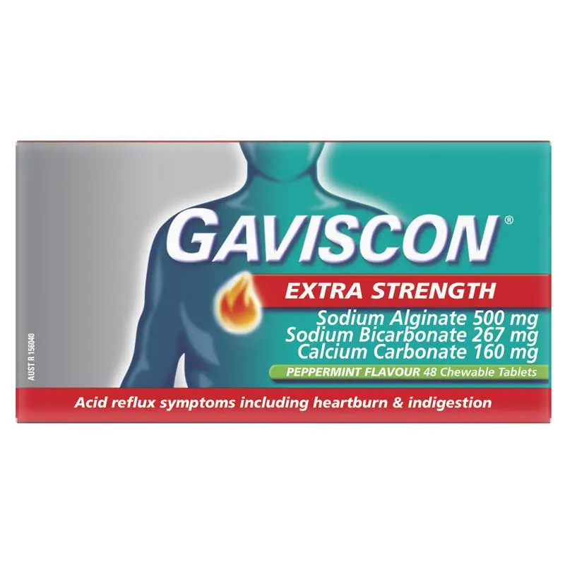 Gaviscon Extra Strength Peppermint Flavour 48 Chewable Tablets