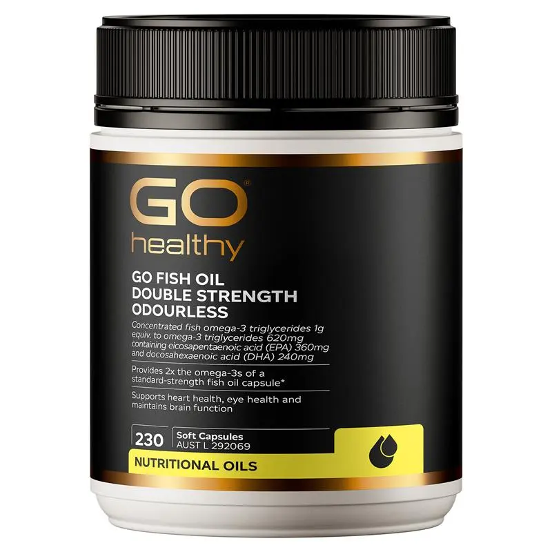 GO Healthy Fish Oil Double Strength Odourless 230 Soft Capsules