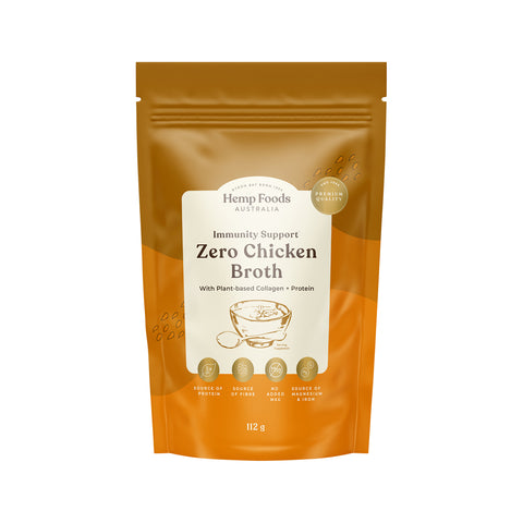 Hemp Foods Australia Immunity Support Zero Chicken Broth (Vegan) With Plant-Based Collagen + Protein 112g