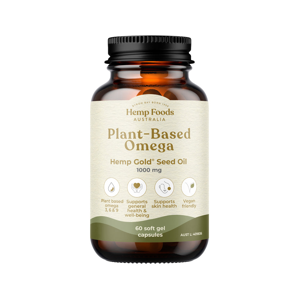 Hemp Foods Australia Plant-Based Omega Hemp Gold Seed Oil 1000mg 60 Capsules