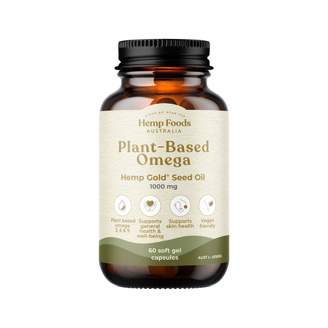 Hemp Foods Australia Plant-Based Omega Hemp Gold Seed Oil 1000mg 60 Capsules