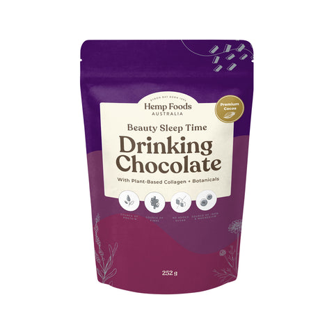 Hemp Foods Australia Drinking Chocolate Beauty Sleep Time With Plant-Based Collagen + Botanicals