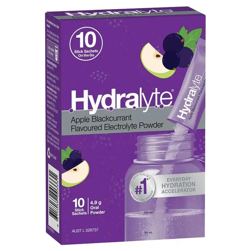 Hydralyte Electrolyte Powder Apple Blackcurrant 4.9g x 10 Pack