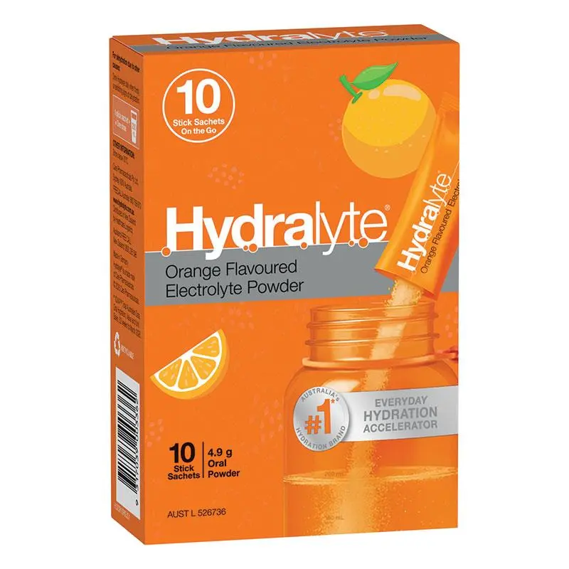 Hydralyte Electrolyte Powder Orange 4.9g x 10 Pack