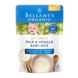 Bellamy's Organic Milk & Vanilla Baby Rice Cereal 6+ Months 125g