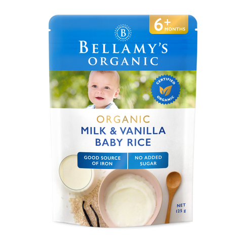 Bellamy's Organic Milk & Vanilla Baby Rice Cereal 6+ Months 125g