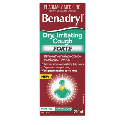 Benadryl Dry Irritating Cough Forte 200mL (Limit ONE per Order)