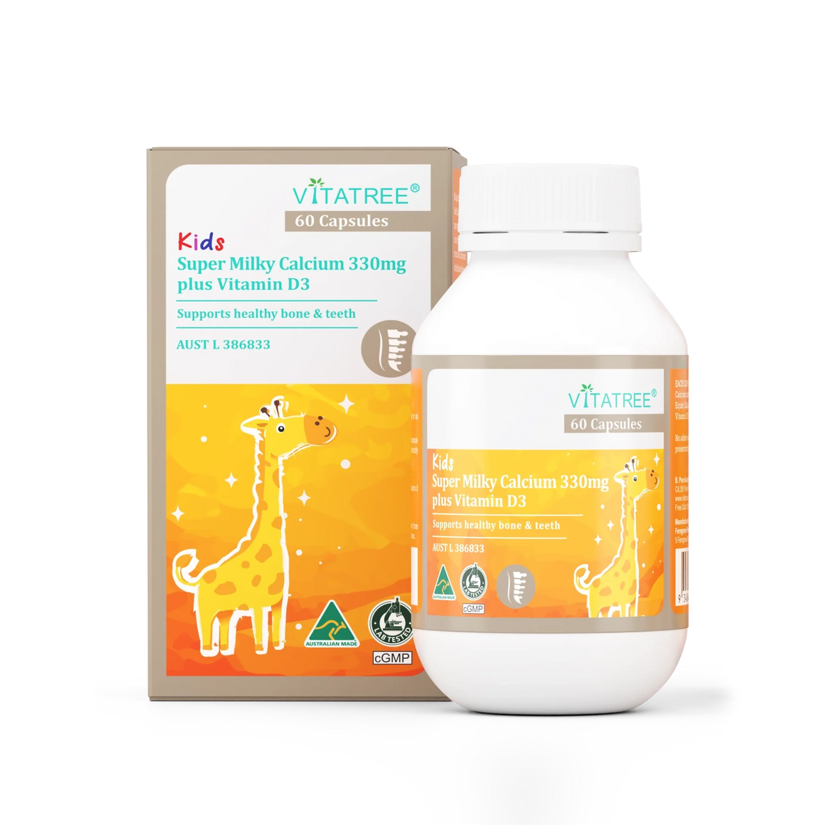 Vitatree Kids Super Milky Calcium 330mg plus Vitamin D3 30 Capsules