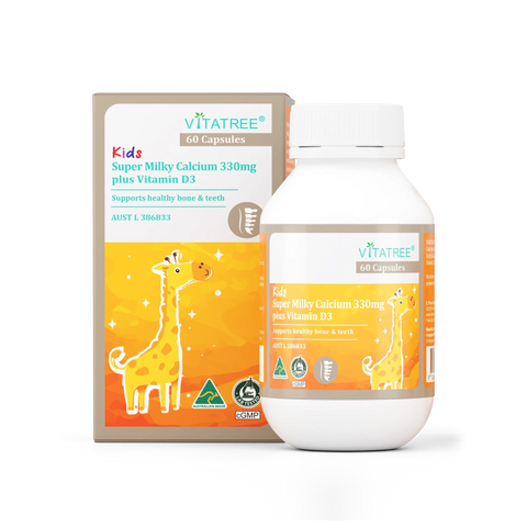 Vitatree Kids Super Milky Calcium 330mg plus Vitamin D3 30 Capsules