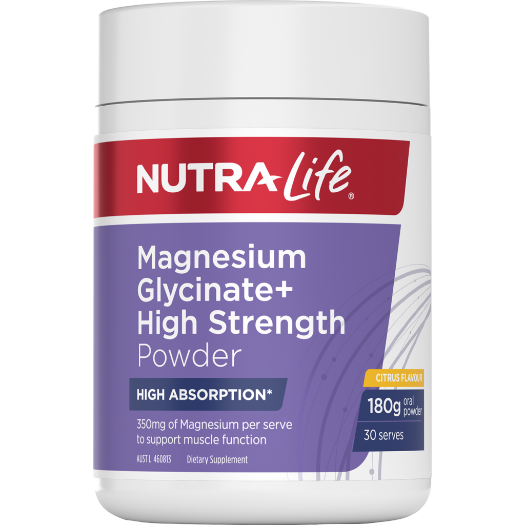 Nutra-Life Magnesium Glycinate+ High Strength Powder 180g Citrus Flavour (Expiry 12/2026)
