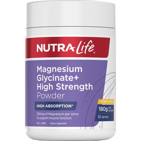 Nutra-Life Magnesium Glycinate+ High Strength Powder 180g Citrus Flavour (Expiry 10/2026)
