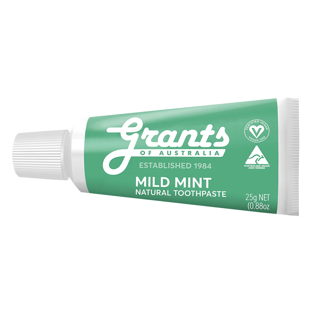 Grants Of Australia Mild Mint Natural Toothpaste Fluoride Free Travel Size 25g