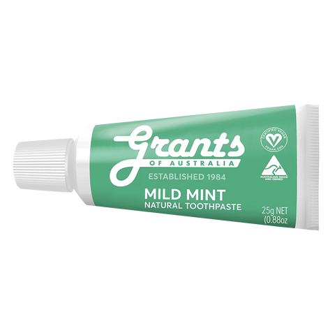 Grants Of Australia Mild Mint Natural Toothpaste Fluoride Free Travel Size 25g