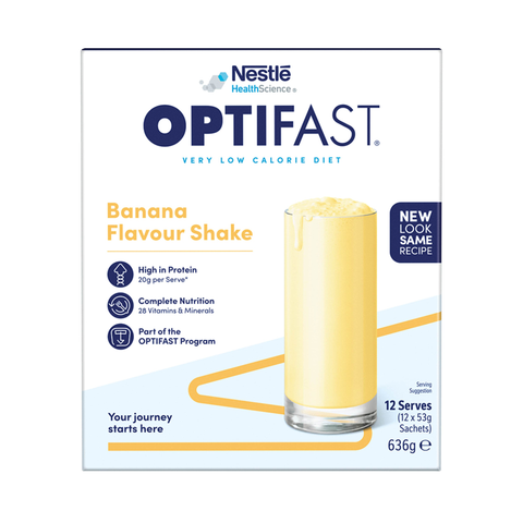 OPTIFAST VLCD Shake Banana - 12 Pack 53g Sachets