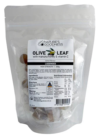 Nature's Goodness Olive Leaf Lozenges with Vitamin C, Manuka Honey & Lemon 200g